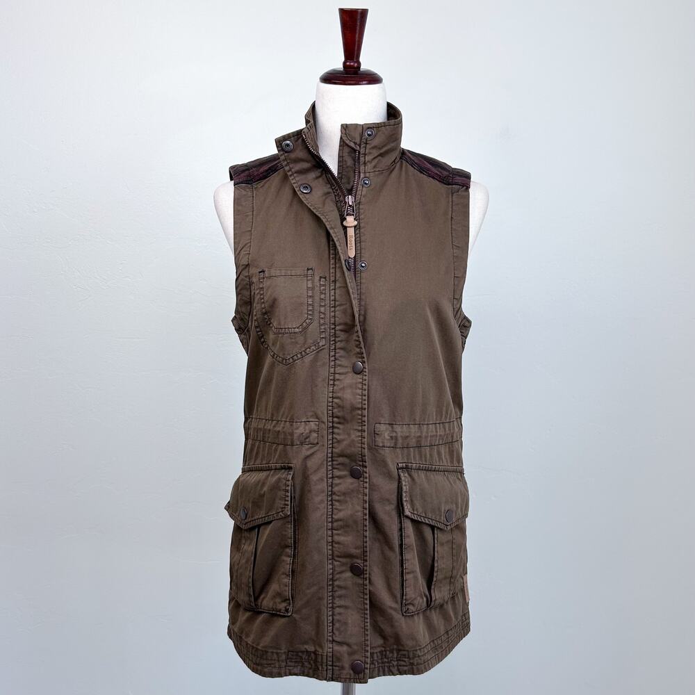 Roots Canada Brown Safari Utility Pockets Outdoorwear Sleeveless Zip Vest XS